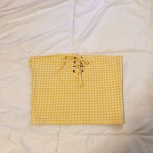 Yellow and white checkered tube top